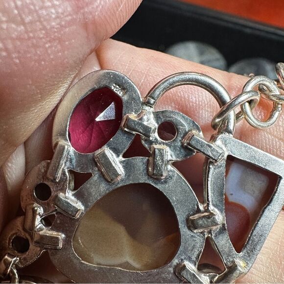 Incredible sterling silver, multi-stone (faceted and polished) bracelet! - Picture 9 of 16